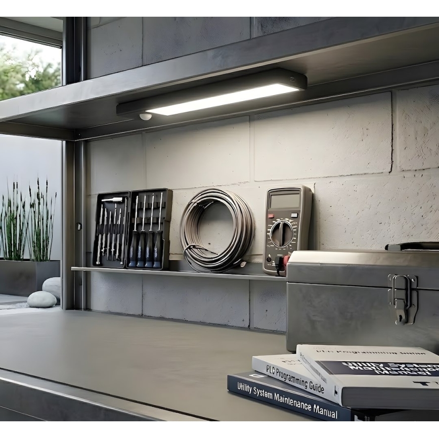 2 kpl ladattavia LED-huonekalavalaisimia liike- ja hämärätunnistimella VIRO LED/1W/3,7V 800 mAh 3000/4000/6500K 20 cm musta