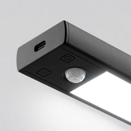 2 kpl ladattavia LED-huonekalavalaisimia liike- ja hämärätunnistimella VIRO LED/1W/3,7V 800 mAh 3000/4000/6500K 20 cm musta