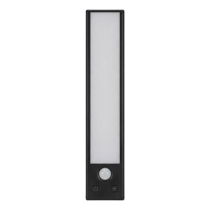 2 kpl ladattavia LED-huonekalavalaisimia liike- ja hämärätunnistimella VIRO LED/1W/3,7V 800 mAh 3000/4000/6500K 20 cm musta