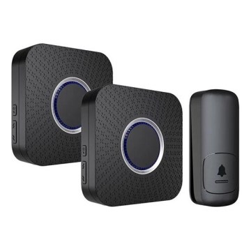 SETTI 2x Langaton pistokeovikello kineettinen 230V musta