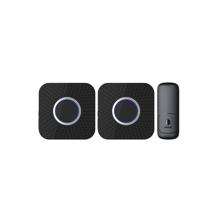 SETTI 2x Langaton pistokeovikello kineettinen 230V musta