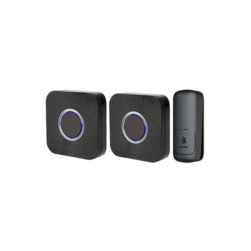 SETTI 2x Langaton pistokeovikello kineettinen 230V musta