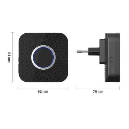 SETTI 2x Langaton pistokeovikello kineettinen 230V musta