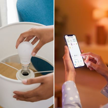 2 kpl Philips SMART A60 E27 himmennettävä RGB-LED-lamppu 8,5W/230V 2200-6500K