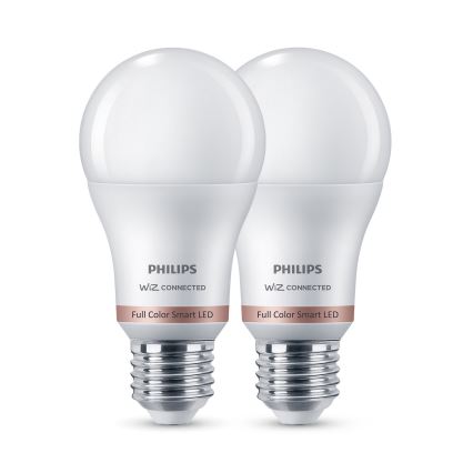 2 kpl Philips SMART A60 E27 himmennettävä RGB-LED-lamppu 8,5W/230V 2200-6500K