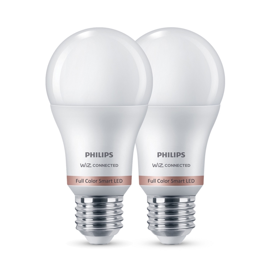 2 kpl Philips SMART A60 E27 himmennettävä RGB-LED-lamppu 8,5W/230V 2200-6500K