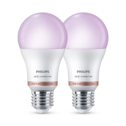 2 kpl Philips SMART A60 E27 himmennettävä RGB-LED-lamppu 8,5W/230V 2200-6500K