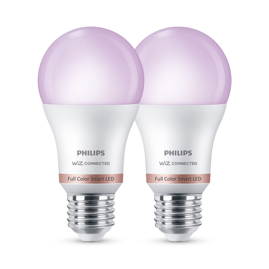 2 kpl Philips SMART A60 E27 himmennettävä RGB-LED-lamppu 8,5W/230V 2200-6500K
