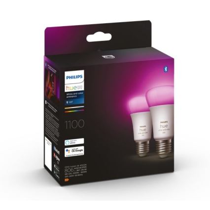 SETTI 2x LED Himmennettävä polttimo Philips Hue White And Color Ambiance A60 E27/9W/230V 2000-6500K