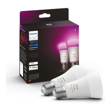 SETTI 2x LED Himmennettävä polttimo Philips Hue White And Color Ambiance A60 E27/9W/230V 2000-6500K