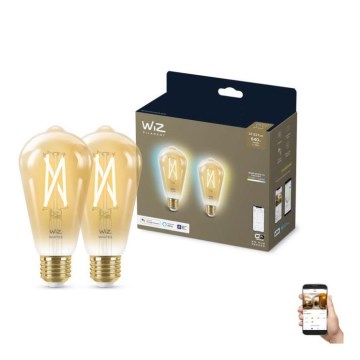 SETTI 2x LED Himmennettävä polttimo VINTAGE FILAMENT ST64 E27/6,7W/230V 2000-5000K Wi-Fi - WiZ