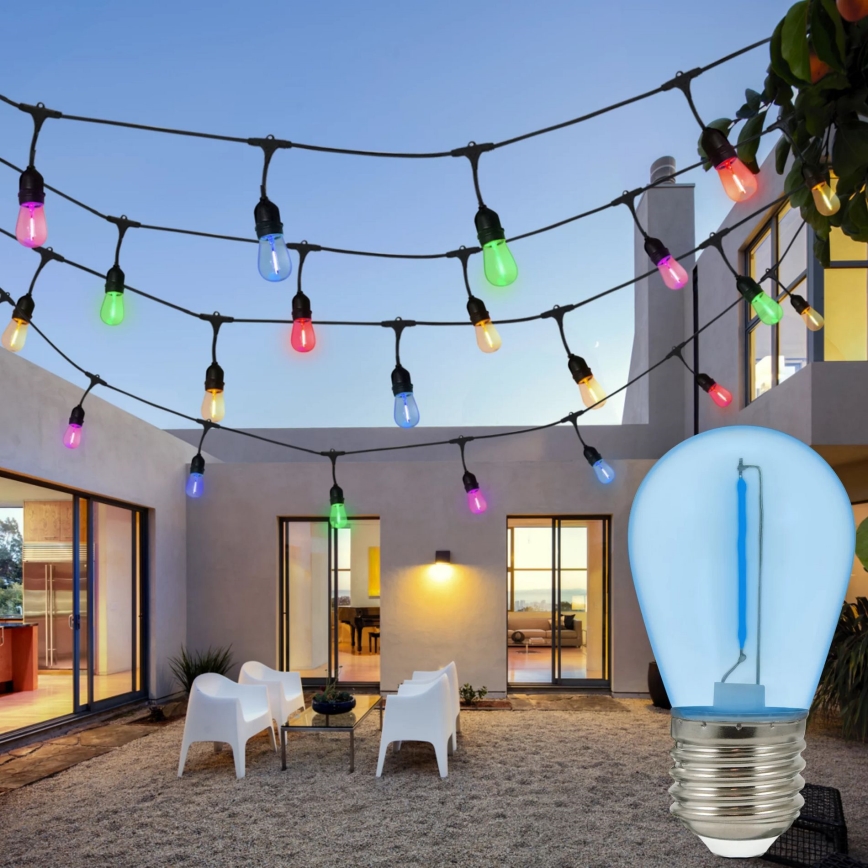 SARJA 2x LED-lamppu PARTY E27/0,3W/36V sininen