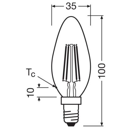SETTI 2x LED-polttimo FILAMENT B35 E14/4W/230V 4000K - Osram