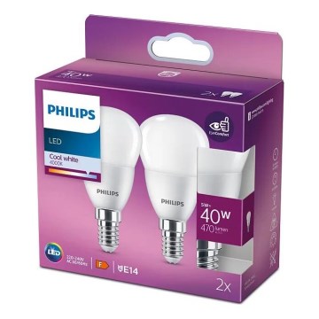 SETTI 2x LED-polttimo Philips P45 E14/5W/230V 4000K