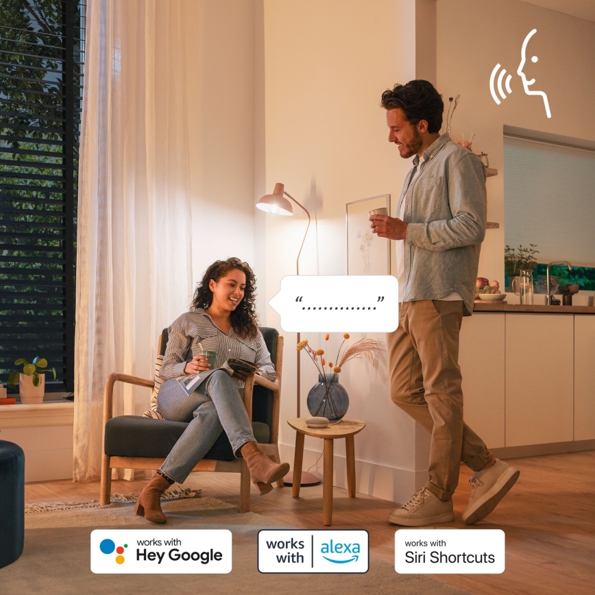 Setti 2x Philips SMART C37 RGB-himennettävä LED-polttimo E14/4,9W/230V 2200-6500K CRI 90