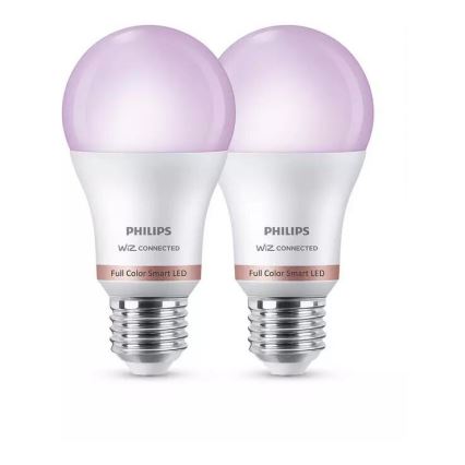 SETTI 2x LED-RGB-himmennyslamppu Philips A60 E27/8W/230V Wi-Fi