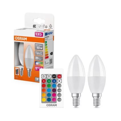 SETTI 2x LED RGBW Himmennettävä polttimo B38 E14/4,9W/230V 2700K + kauko-ohjaus - Osram