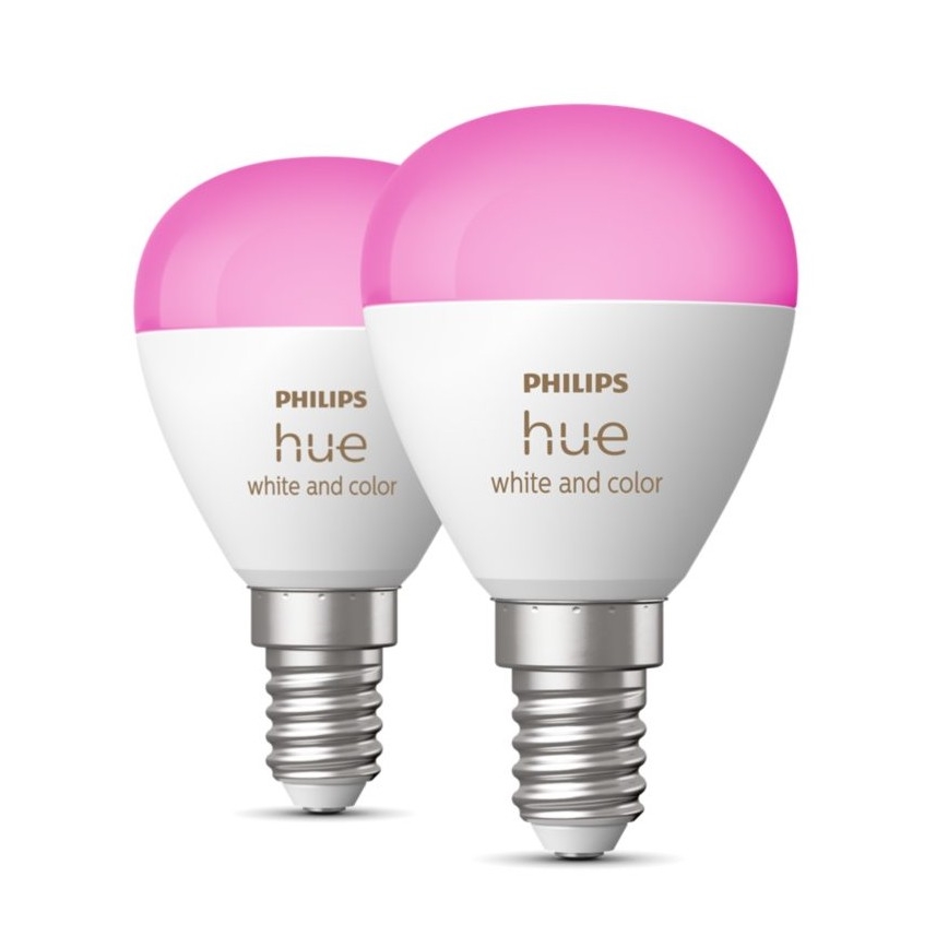 SETTI 2x LED RGBW Himmennettävä polttimo Philips Hue White And Color Ambiance P45 E14/5,1W/230V 2000-6500K