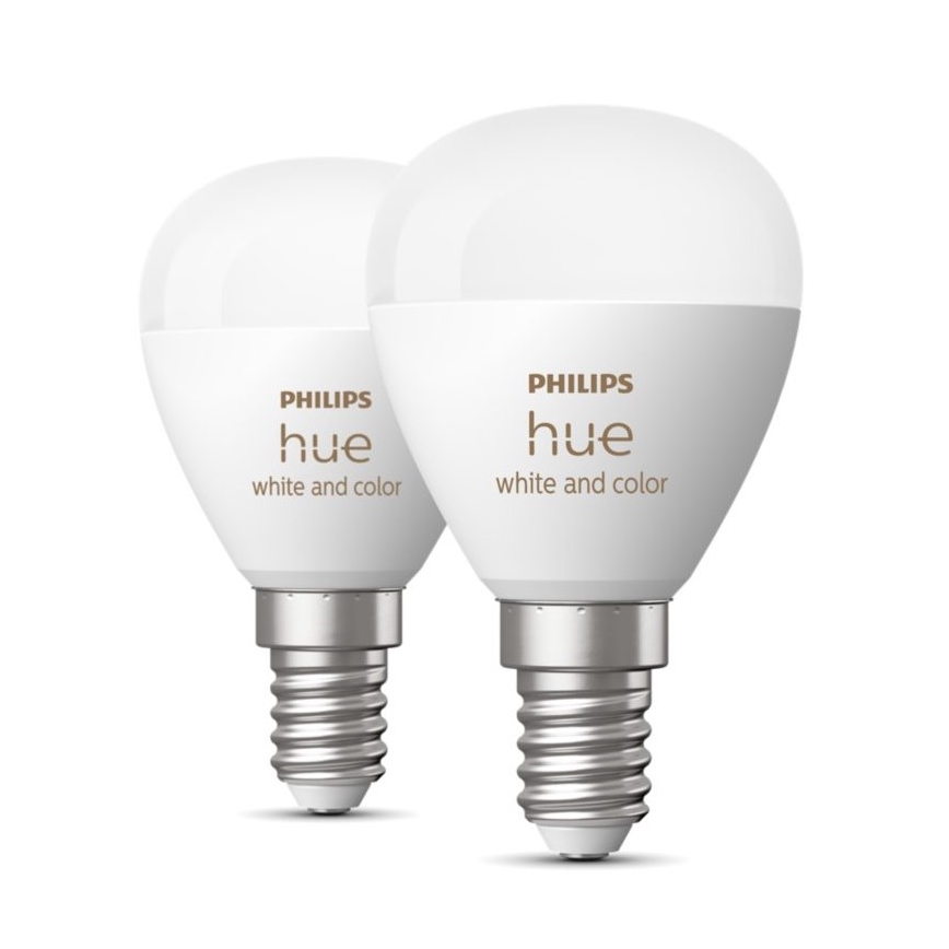 SETTI 2x LED RGBW Himmennettävä polttimo Philips Hue White And Color Ambiance P45 E14/5,1W/230V 2000-6500K
