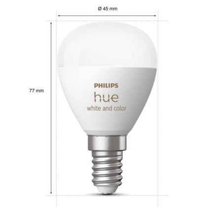 SETTI 2x LED RGBW Himmennettävä polttimo Philips Hue White And Color Ambiance P45 E14/5,1W/230V 2000-6500K