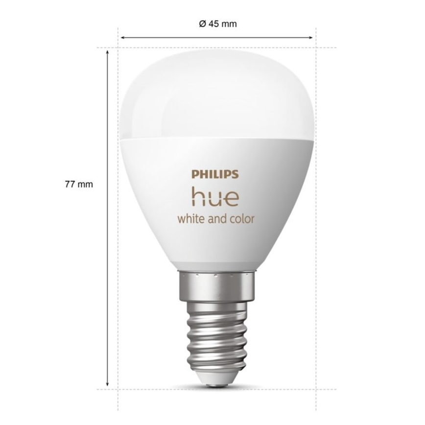 SETTI 2x LED RGBW Himmennettävä polttimo Philips Hue White And Color Ambiance P45 E14/5,1W/230V 2000-6500K