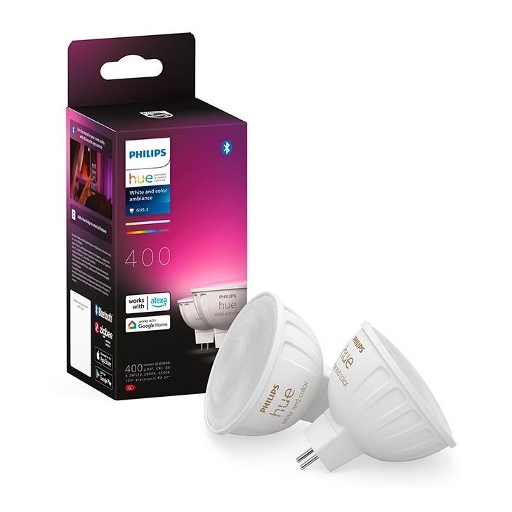 SETTI 2x LED RGBW Himmennettävä polttimo Philips Hue White And Color Ambiance GU5,3/MR16/6,3W/12V 2000-6500K