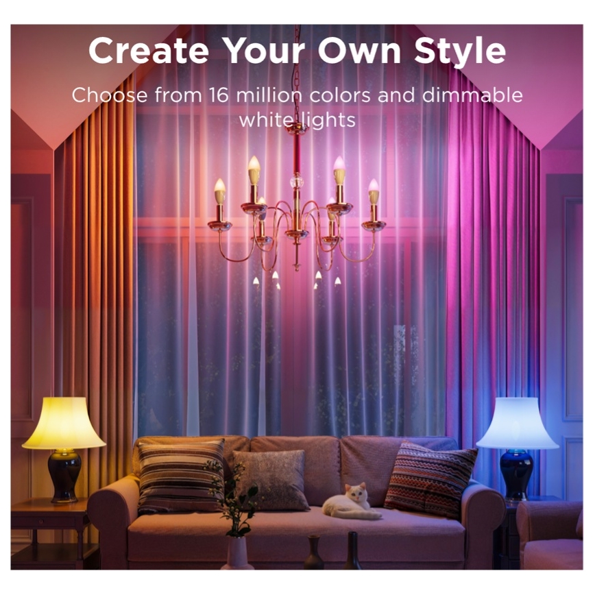 SETTI 2x LED RGBWW Himmennettävä lamppu E14/5W/230V 2700-6500K Wi-Fi - Govee