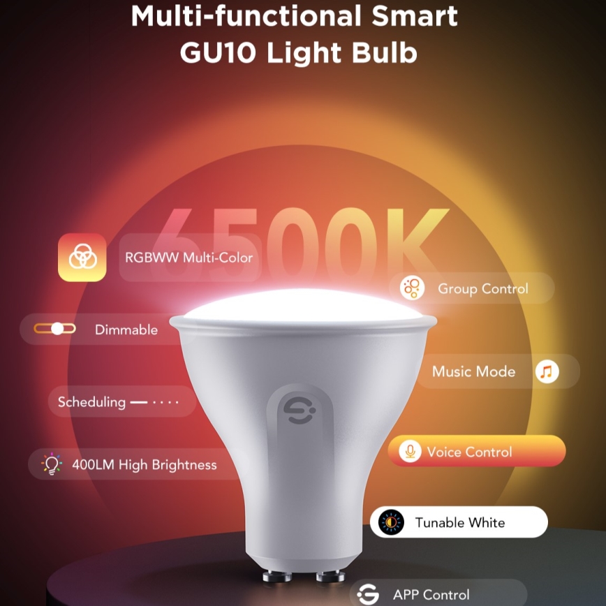 SETTI 2x LED RGBWW Himmennettävä lamppu GU10/4,8W/230V 2700-6500K Wi-Fi - Govee