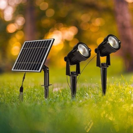 SETTI 2x LED ulkokäyttöön aurinkokennovalo 2xLED/1,2W/3,7V IP65 3000K 4000 mAh
