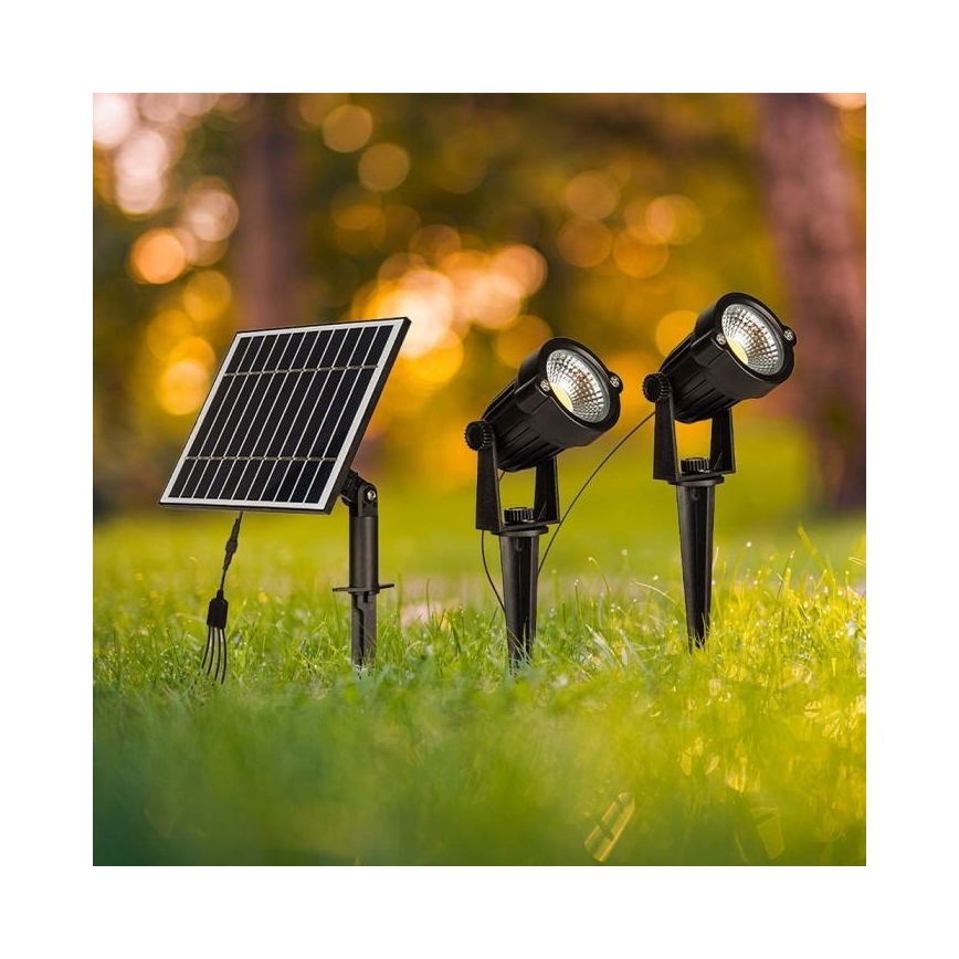 SETTI 2x LED ulkokäyttöön aurinkokennovalo 2xLED/1,2W/3,7V IP65 3000K 4000 mAh