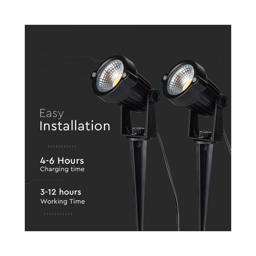 SETTI 2x LED ulkokäyttöön aurinkokennovalo 2xLED/1,2W/3,7V IP65 3000K 4000 mAh