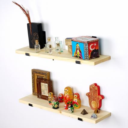 SETTI 2x Seinähylly 16x60 cm kuusi