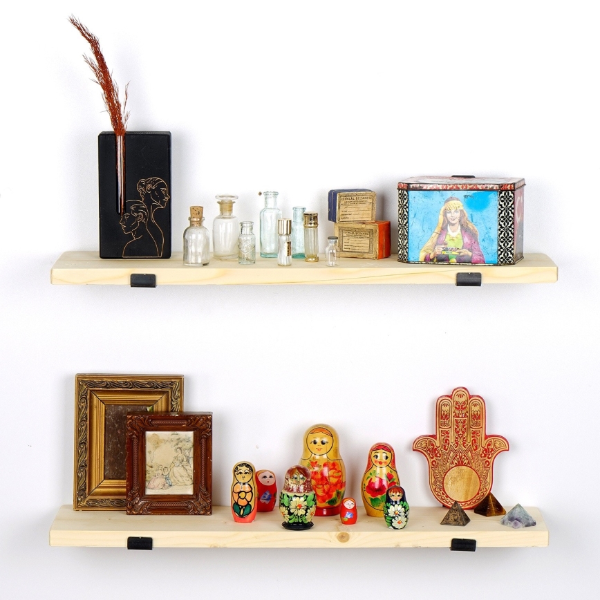 SETTI 2x Seinähylly 16x60 cm kuusi