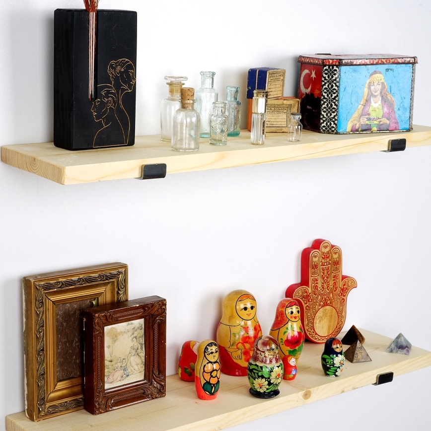 SETTI 2x Seinähylly 16x60 cm kuusi