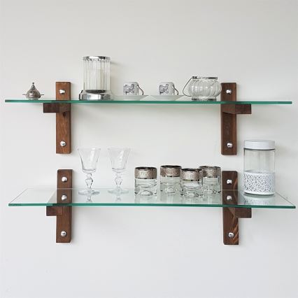 SETTI 2x Seinähylly 25x85 cm mänty/läpinäkyvä