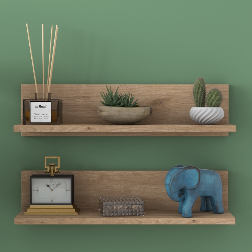 SETTI 2x Seinähylly 60x15 cm ruskea