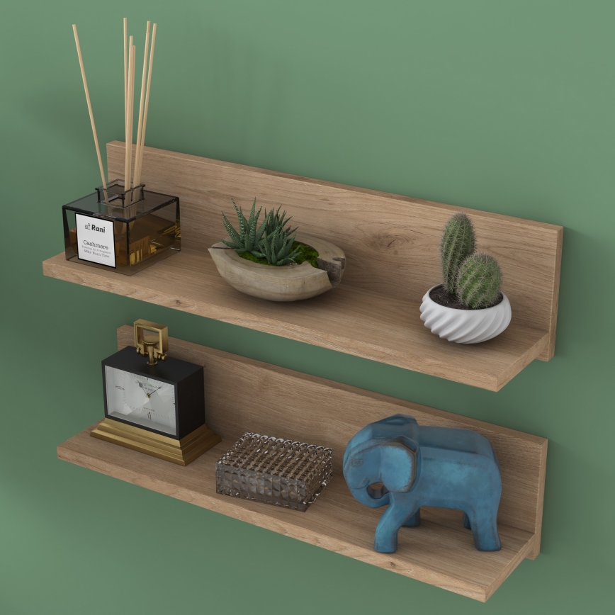 SETTI 2x Seinähylly 60x15 cm ruskea