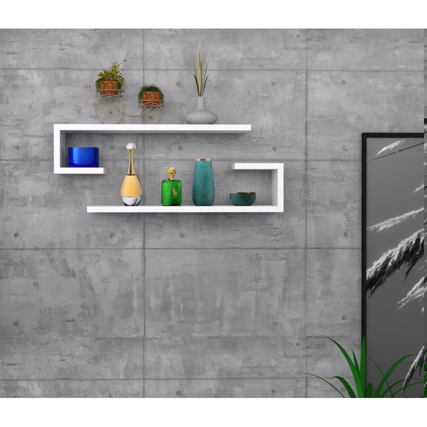 SETTI 2x seinähylly ELDO valkoinen