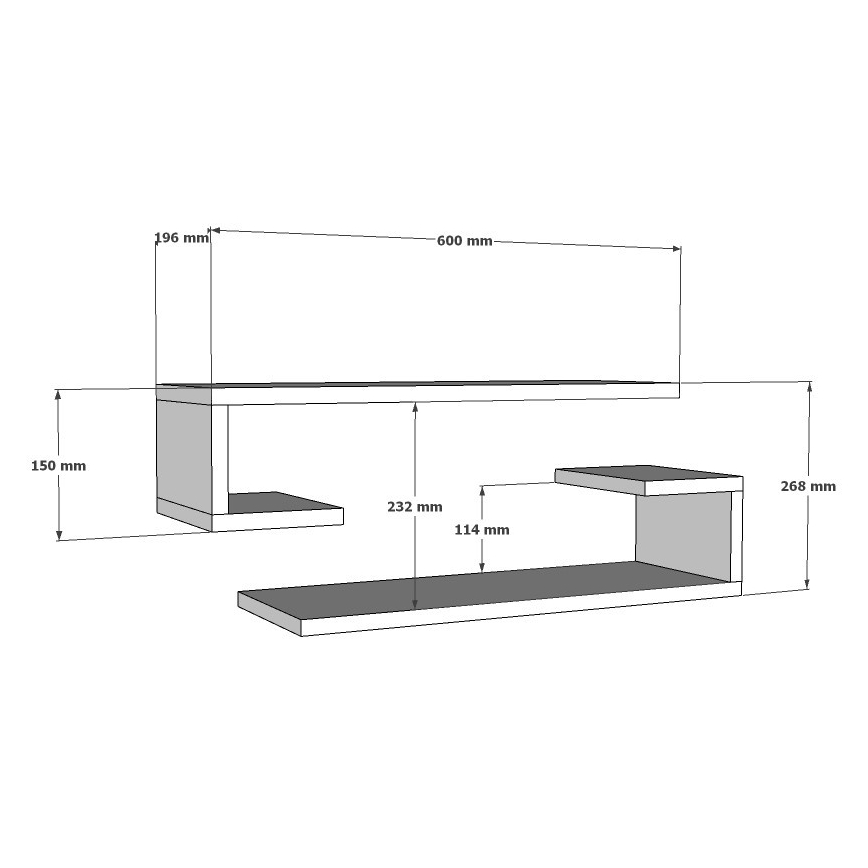 SETTI 2x seinähylly ELDO valkoinen