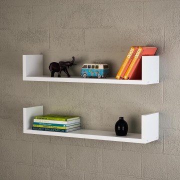 SETTI 2x seinähylly IRIS 14,5x63 cm valkoinen