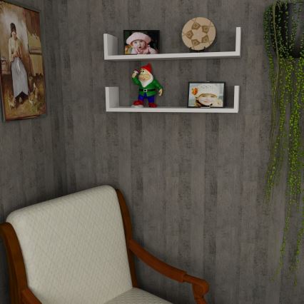 SETTI 2x seinähylly IRIS 14,5x63 cm valkoinen