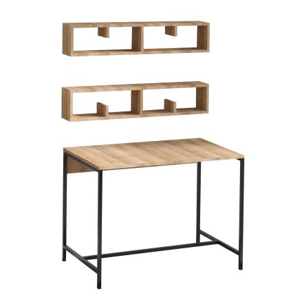 SETTI 2x Seinähylly PENNY 20x100 cm + työpöytä 74x100 cm ruskea/musta