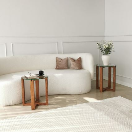 SETTI 2x Sivupöytä AMALFI halkaisija 40 cm ruskea/läpinäkyvä