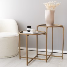 SETTI 2x Sivupöytä halkaisija 50 cm kulta/läpinäkyvä