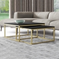 SETTI 2x Sohvapöytä DUAL musta/kulta