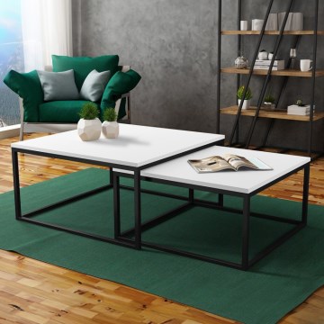 SETTI 2x Sohvapöytä DUAL valkoinen/musta