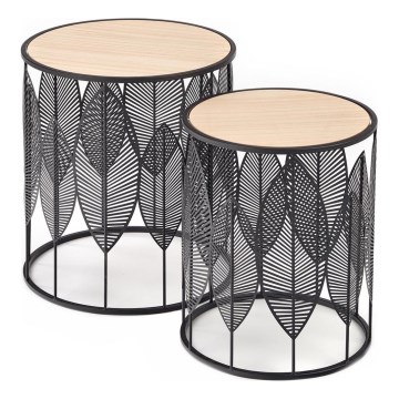 SETTI 2x Sohvapöytä FOLLA halkaisija 33/40 cm musta