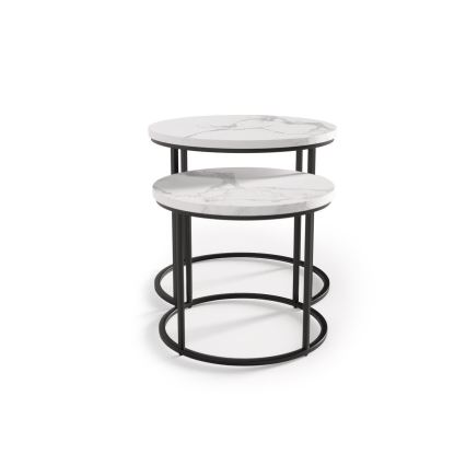 SETTI 2x Sohvapöytä OREO halkaisija 43/53 cm musta/marmorinen sisustus