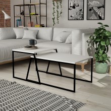 SETTI 2x sohvapöytä PAL valkoinen/musta