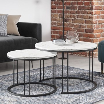 SETTI 2x Sohvapöytä RAGNAR musta/valkoinen
